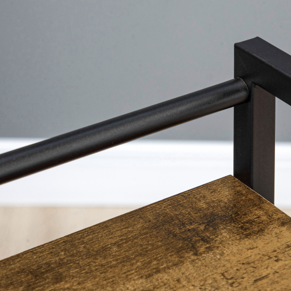 HOMCOM Estante Multifuncional com Rodas Estante de Armazenamento de 3 Níveis com Prateleiras Ajustáveis para Escritório Estúdio Dormitório 50x35x100,5cm Marrom Rústico - Image 9