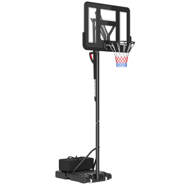 SPORTNOW Tabela de Basquetebol de Exterior com Altura Ajustável Suporte Rodas Base Recarregável e Bolsa de Peso 90x60x305 cm Preto