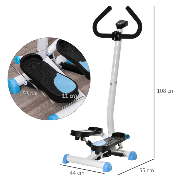 HOMCOM Máquina de Step Stepper Fitness em Casa com Tela LCD Alça e Pedais Antiderrapantes para Ginásio 55x44x108 cm Azul e Branco - Image 3