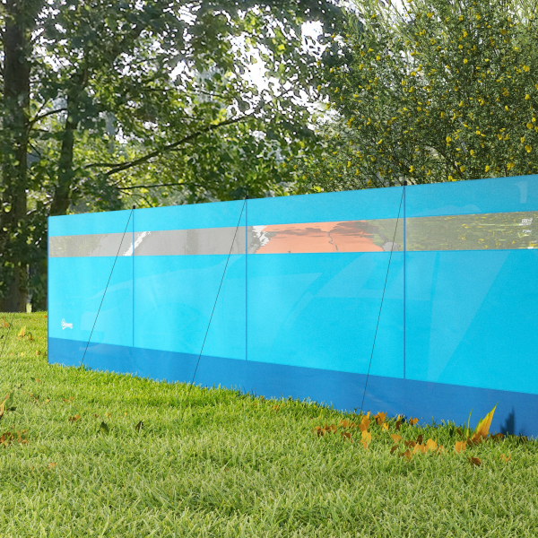 Outsunny Corta Vento para Campismo de 4 Painéis 725x140 cm com Painel Superior Transparente Postes de Aço Estacas e Bolsa de Transporte Azul - Image 8