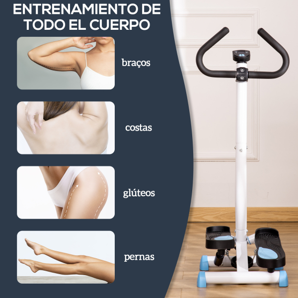 HOMCOM Máquina de Step Stepper Fitness em Casa com Tela LCD Alça e Pedais Antiderrapantes para Ginásio 55x44x108 cm Azul e Branco - Image 7