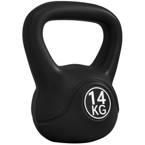 HOMCOM Peso Russo de 14 kg Kettlebell Fitness Preenchido de Areia com Punho Largo Antiderrapante 26x18x32 cm Preto