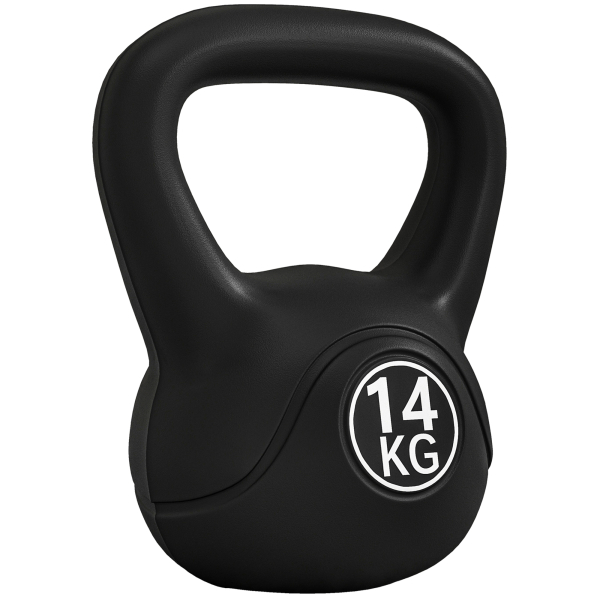 HOMCOM Peso Russo de 14 kg Kettlebell Fitness Preenchido de Areia com Punho Largo Antiderrapante 26x18x32 cm Preto