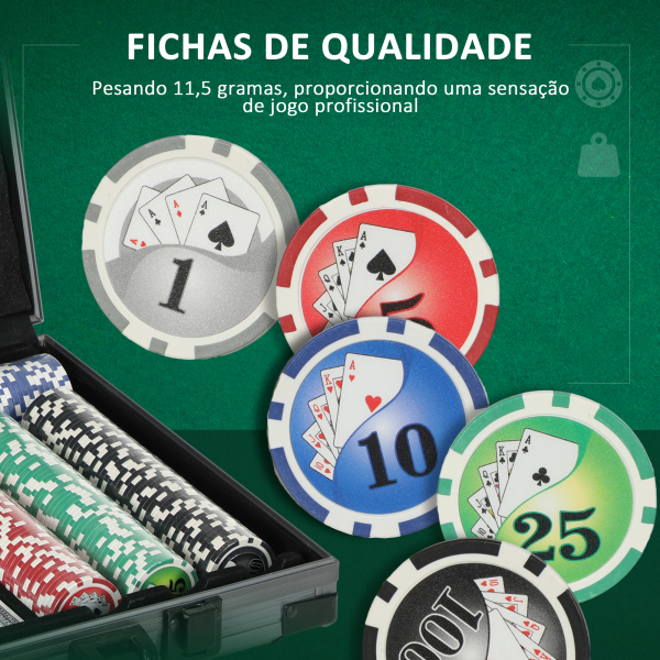 SPORTNOW Mala de Póquer com 400 Fichas 2 Baralhos 5 Dados Tapete e Botão Dealer 39,5x28x8 cm Cinza - Image 5
