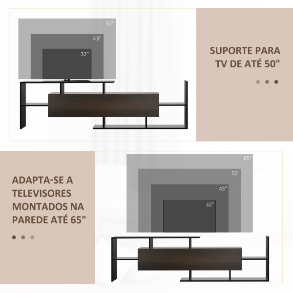 HOMCOM Móvel de TV Moderno Móvel para Televisores 153,6x25x42cm e Prateleira de Parede 150x14,5x16,3 cm Preto - Image 7