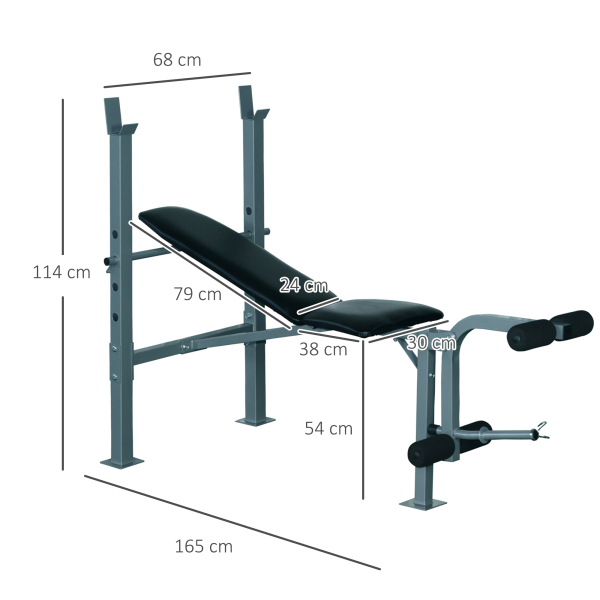 HOMCOM Banco de Musculação máquina de fitness com encosto ajustável 165x68x114cm Preto - Image 3