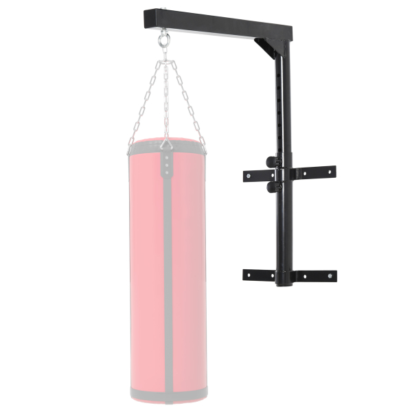 HOMCOM Suporte para Saco de Boxe Regulável Suporte para Boxe de Parede Carga Máxima 100kg 60-88x40x63 cm Preto