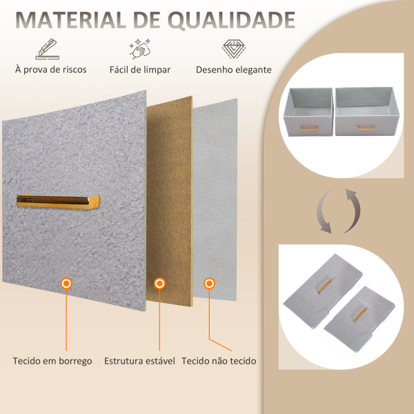 HOMCOM Cómoda com 9 Gavetas Estofada em Borreguito Cómoda de Tela com Estrutura de Aço Cómoda para Dormitório 100x30x99 cm Cinzento - Image 6