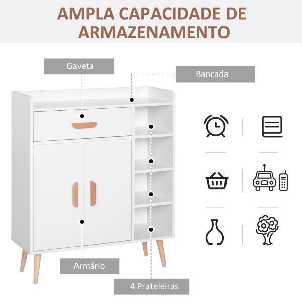 HOMCOM Aparador multiuso para cozinha sala de jantar  80x29,5x96cm Branco - Image 4