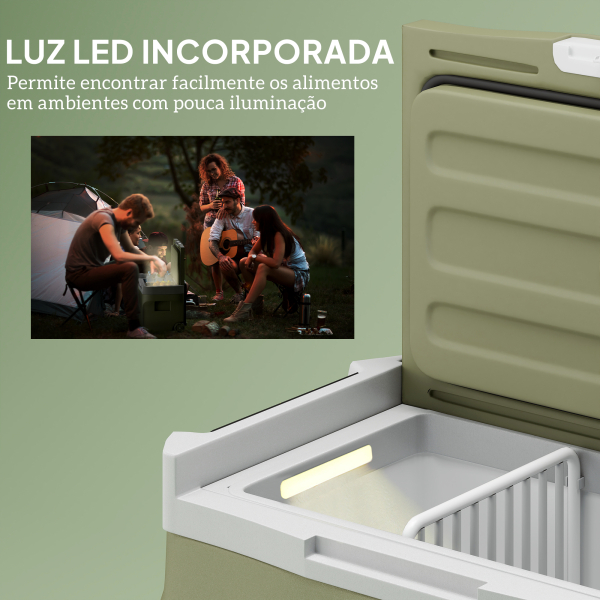 Outsunny Geleira Portátil Elétrica 30L Geleira de Carro -20℃ a +20℃ 12V/24V com Rodas Compressor e Ecrã LED 61x39x41,5 cm Verde - Image 6