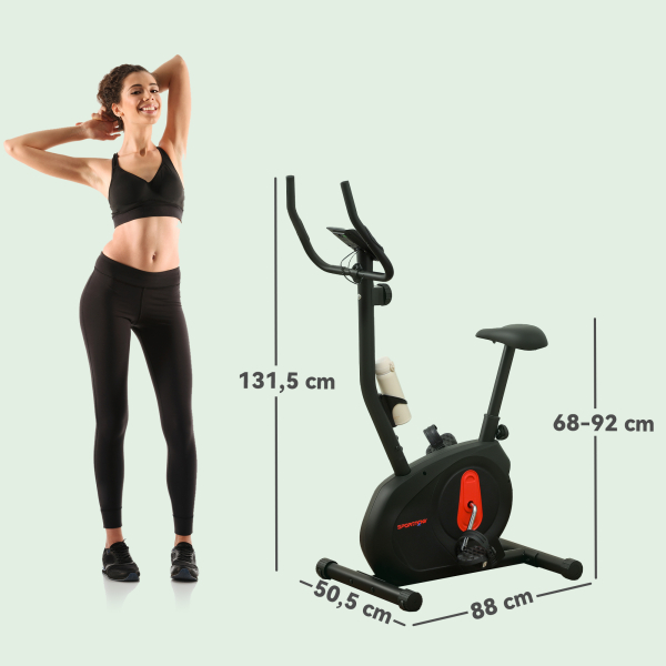 SPORTNOW Bicicleta Estática com 8 Níveis de Resistência Magnética Sensor de Frequência Assento Ajustável Ecrã LCD 88x50,5x131,5 cm Preto - Image 3
