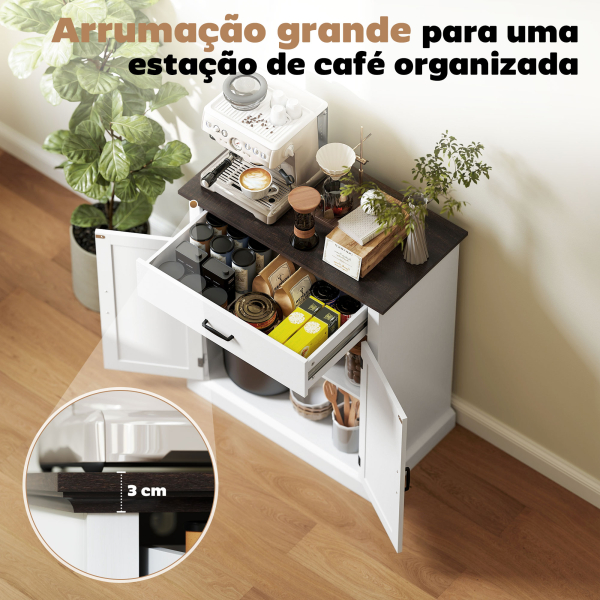 HOMCOM Aparador para Sala de Estar Estilo Rústico com 1 Gaveta Prateleira Ajustável 75,2x40x91,5 cm Branco e Madeira - Image 4