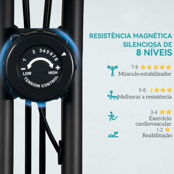 SPORTNOW Bicicleta Estática Dobrável com Resistência Magnética de 8 Níveis Encosto Volante Ecrã LCD e Banda de Resistência 43x97x109 cm Verde - Image 5