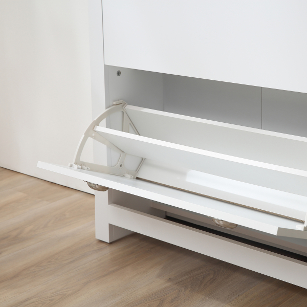 HOMCOM Sapateira Estreita de Entrada com 2 Gavetas Abatíveis Prateleiras Ajustáveis para 12 Pares de Sapatos 79x23x90,5 cm Branco - Image 9