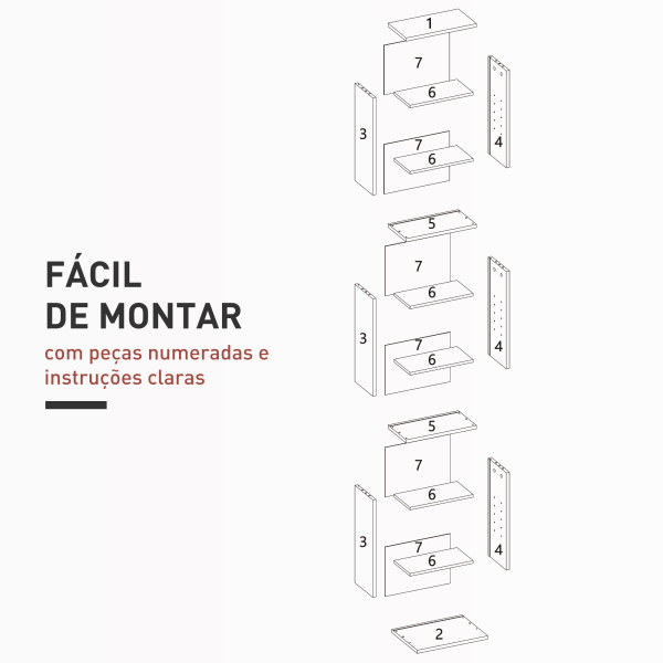HOMCOM Estante para CDs e DVDs Suportes para CD Estreitos com 9 Compartimentos Prateleiras Ajustáveis 33x24x140 cm Branco - Image 7