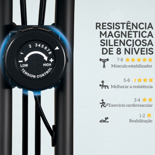 SPORTNOW Bicicleta Estática Dobrável com Resistência Magnética de 8 Níveis Encosto Volante Ecrã LCD e Banda de Resistência 43x97x109 cm Preto - Image 5