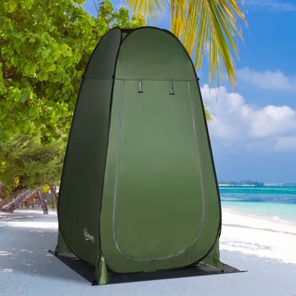Outsunny Tenda de Duche Tenda de Privacidade Portátil com 1 Gancho Bolso Bolsa de Transporte e UV20+ 126x124x189 cm Verde - Image 2