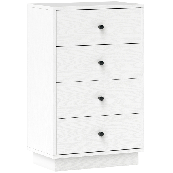 HOMCOM Cómoda de 4 Gavetas Cómoda para Dormitório Moderna Cómoda Estreita para Sala de Estar Corredor 47x29x75 cm Branco