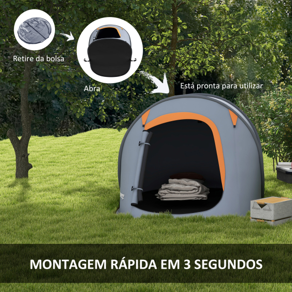 Outsunny Tenda de Campismo para 2-3 Pessoas Impermeável de 2000 mm com Bolsa de Transporte para Pesca 245x148x105 cm Cinzento - Image 4