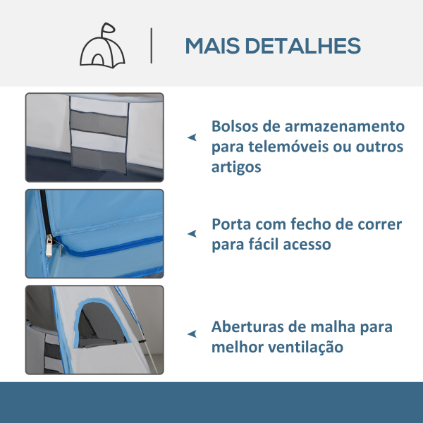 Outsunny Tenda de Campismo Familiar para 4-8 Pessoas com 2 Quartos 2 Bolsos e Janelas com Malha Impermeável 400x275x210 cm Cinza - Image 5