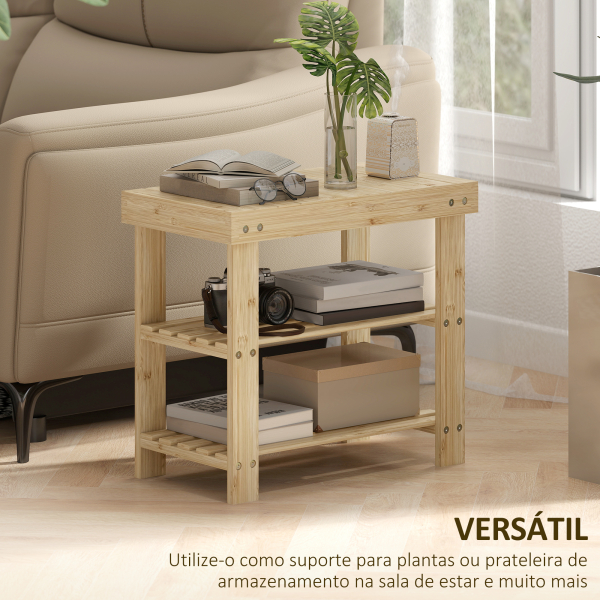 HOMCOM Banco Sapateira de Bambu Organizador de Sapatos com 2 Prateleiras para 4 Pares de Sapatos 50x28x45 cm Madeira - Image 6