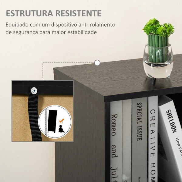 HOMCOM Estante com 3 Prateleiras Abertas e 1 Fechada com Porta Estante de Estilo Moderno para Armazenamento de Livros Brinquedos Plantas 40x30x129,5cm Preto - Image 5