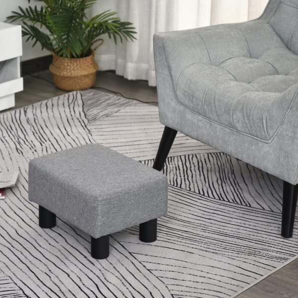 HOMCOM Apoio para os Pés de Sala de Estar Banco Retangular com Estrutura de Madeira para Sala de Estar 40x30x24 cm Cinzento - Image 7