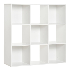 HOMCOM Estante para Livros de 3 Níveis Estante de Madeira com 9 Compartimentos Estante Modular 91,5x29,5x91,5 cm Branco