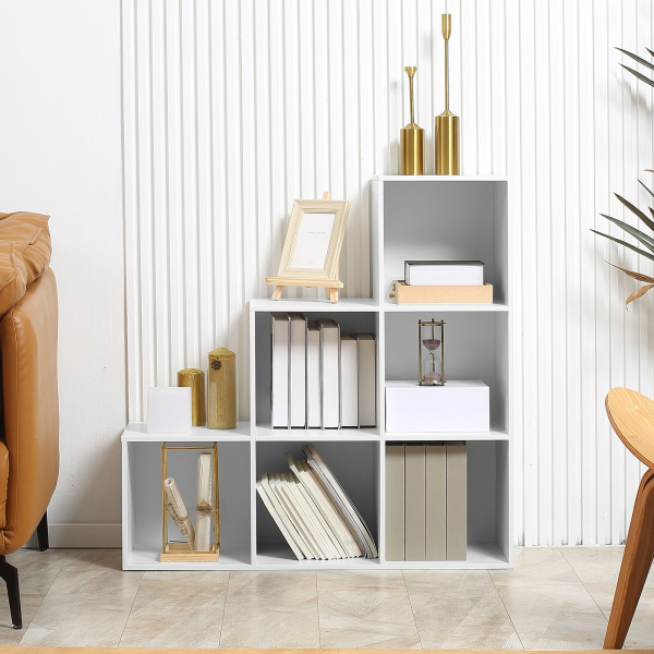 HOMCOM Estante em Forma de Escada Estante de Armazenamento com 6 Cubos Estante de Exposição 91,5x29,5x91,5cm Branco - Image 4