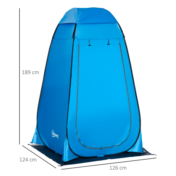 Outsunny Tenda de Duche Tenda de Privacidade Portátil com 1 Gancho Bolso Bolsa de Transporte e UV20+ 126x124x189 cm Azul - Image 3