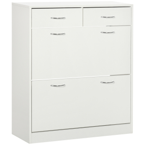HOMCOM Sapateira Estreito com 2 Compartimentos e 2 Gavetas para 12 Pares de Sapatos 80x30x91,5 cm Branco