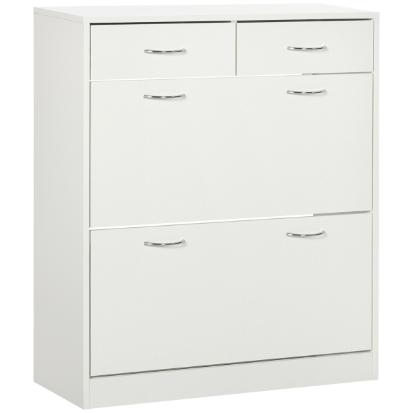 HOMCOM Sapateira Estreito com 2 Compartimentos e 2 Gavetas para 12 Pares de Sapatos 80x30x91,5 cm Branco