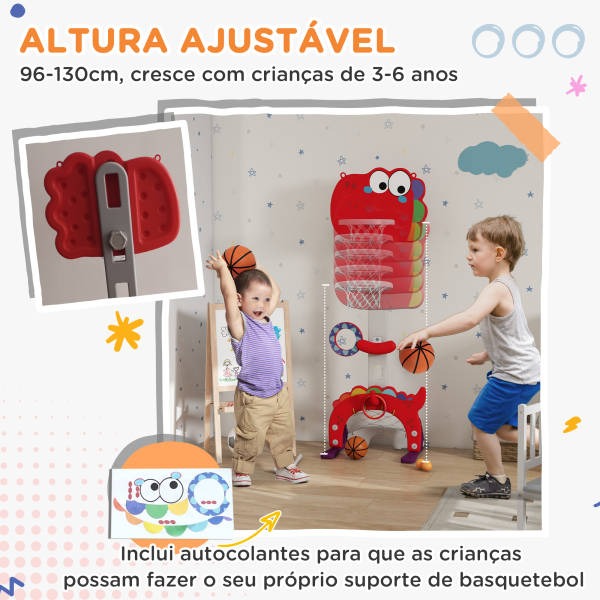 AIYAPLAY Tabela de Basquetebol 5 em 1 com Altura Ajustável Futebol Golf Aros Jogo de Lançamento 46x51x134-152 cm Vermelho - Image 6