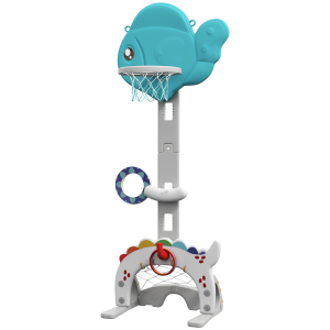 AIYAPLAY Cesta de Basquetebol para Crianças Altura Ajustável com Jogo de Lançamento de Bola de Futebol, Golf Multicolor