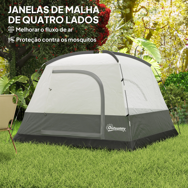 Outsunny Tenda de Campismo para 2-4 Pessoas Dobrável com Bolsa de Transporte 200x200x135 cm Laranja e Cinza - Image 6