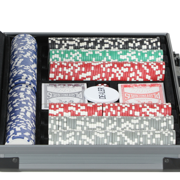 SPORTNOW Mala de Póquer com 400 Fichas 2 Baralhos 5 Dados Tapete e Botão Dealer 39,5x28x8 cm Cinza - Image 8