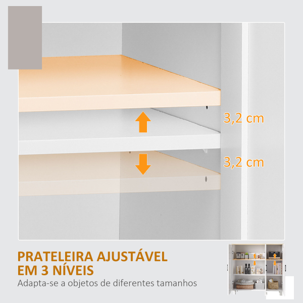HOMCOM Aparador para Sala de Estar Móvel Buffet com 3 Portas e Prateleiras Ajustáveis 90x30x90 cm Branco e Madeira - Image 5