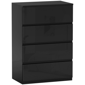 HOMCOM Cómoda com 4 Gavetas de Madeira Cómoda de Dormitório Cómoda Branca para Sala de Estar Estilo Moderno 55x34x80 cm Preto