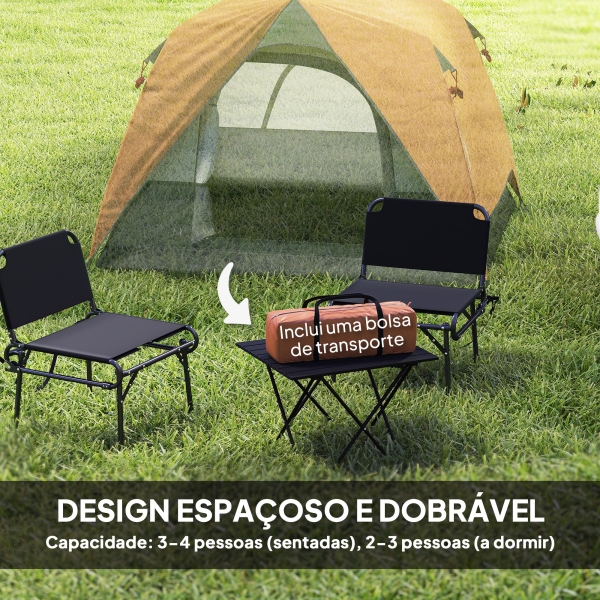 Outsunny Tenda de Campismo para 2-4 Pessoas Dobrável com Bolsa de Transporte 200x200x135 cm Laranja e Cinza - Image 4