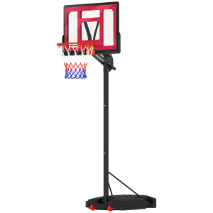 AIYAPLAY Tabela de Basquetebol para Crianças com Altura Ajustável de 200 a 260 cm com Saco de Pesos Vermelho e Preto