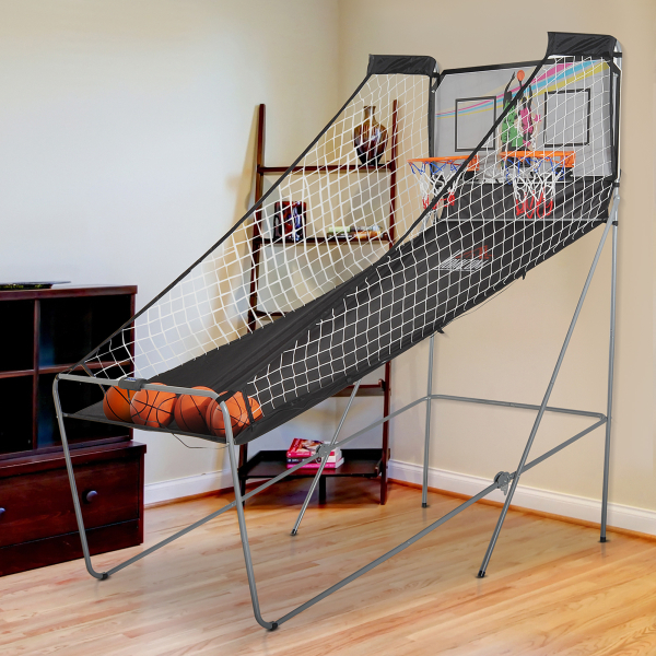 HOMCOM Conjunto de tabelas de Basquetebol Dobráveis e Portáteis de aço Cor Preto e Branco 205x110x205 cm - Image 2