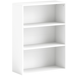 HOMCOM Estante de 3 Níveis Estante para Livros com 2 Prateleiras Ajustáveis para Sala de Estar Escritório Quarto 60x24x80 cm Branco
