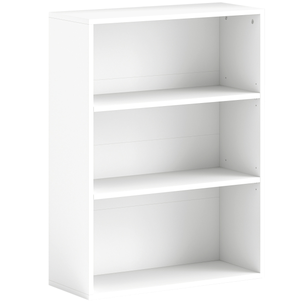 HOMCOM Estante de 3 Níveis Estante para Livros com 2 Prateleiras Ajustáveis para Sala de Estar Escritório Quarto 60x24x80 cm Branco