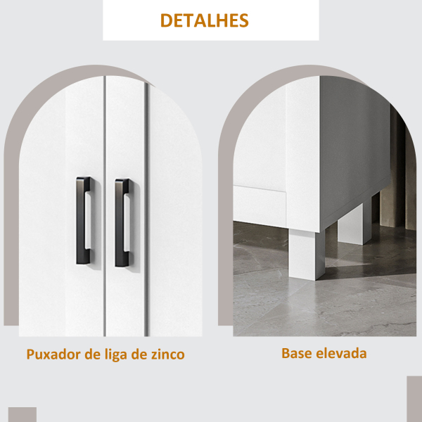 HOMCOM Aparador para Sala de Estar Móvel Buffet com 3 Portas e Prateleiras Ajustáveis 90x30x90 cm Branco e Madeira - Image 6