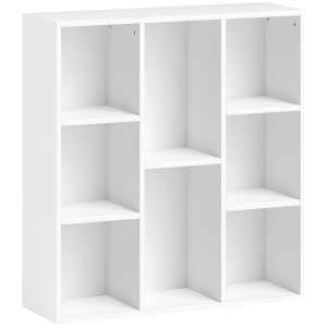 HOMCOM Estante de 3 Níveis Estante para Livros com 8 Compartimentos Desenho Vertical ou Horizontal 74,3x24x80 cm Branco