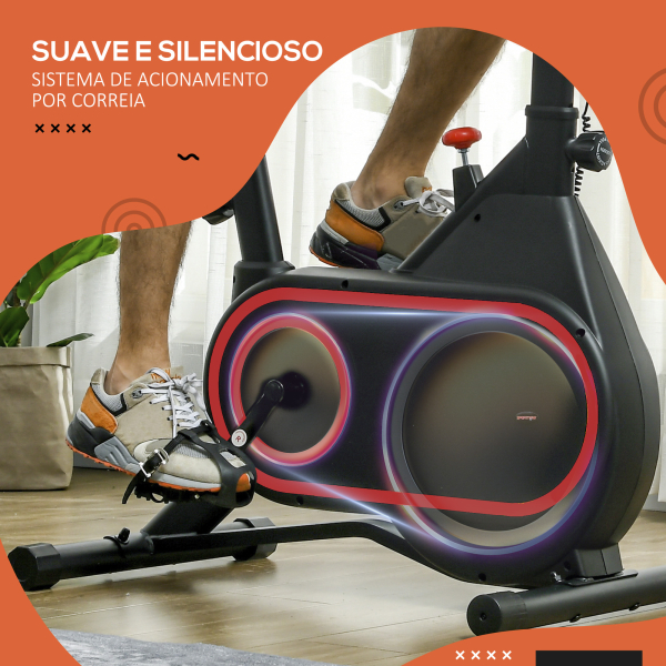 SPORTNOW Bicicleta Estática com Ecrã LCD Assento e Guiador Ajustáveis Volante 4 kg e Porta Garrafa  93x48,5x102-112 cm Vermelho - Image 5