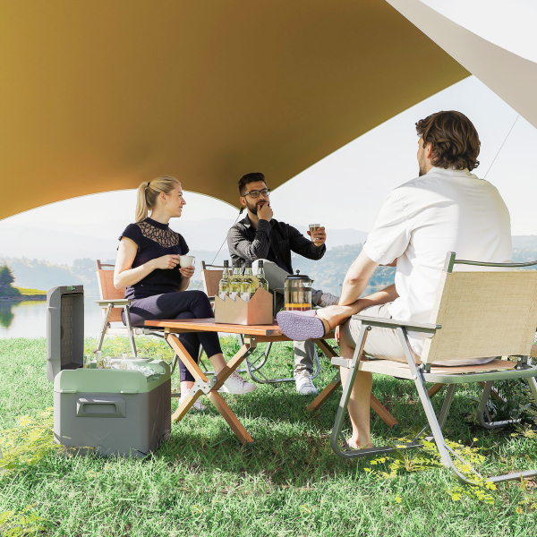Outsunny Geleira Portátil Elétrica 17,5L -20℃ a +20 ℃ 12V/24V Mini Geleira com Rodas Compressor e Ecrã LED Tátil 61x34x32,4 cm Cinza e Verde - Image 2