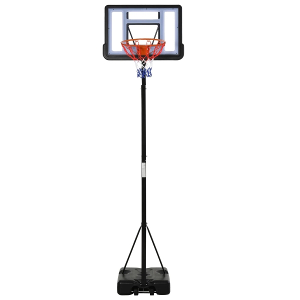 HOMCOM Tabela de Basquetebol Portátil Ajustável em Altura com Base Recarregável para Crianças e Adultos 86x165x302-352 cm Preto - Image 9