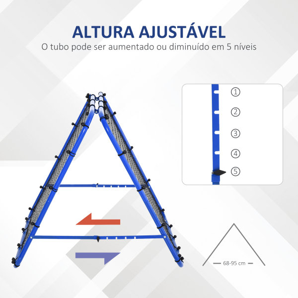 HOMCOM Rede de rebote dobrável para treinamento rebotador ajustável em 5 níveis em ângulo com tubo de aço 100x95x90 cm azul - Image 4