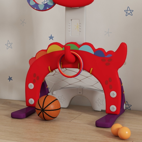 AIYAPLAY Tabela de Basquetebol 5 em 1 com Altura Ajustável Futebol Golf Aros Jogo de Lançamento 46x51x134-152 cm Vermelho - Image 9